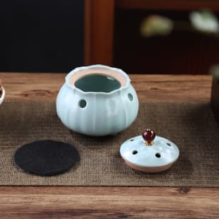 Ceramic Ru Kiln Small Incense Burner, Sandalwood Burner, Plate Incense Burner, Antique Tea Ceremony Indoor Lotus Buddha Incense Burner