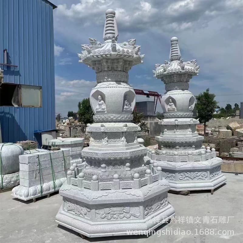 New Stupa, Temple Multi-layer Stone Carved Pagoda, Wenchang Pagoda, Blue Stone Multi-treasure Pagoda, Stone Tower Structure Images