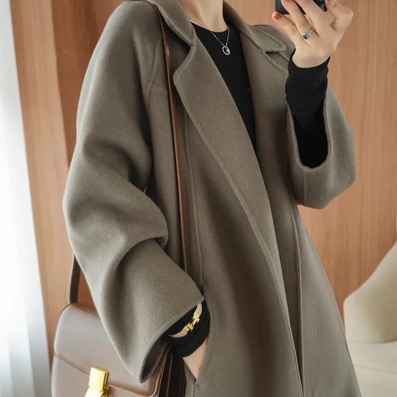 Double-Sided Wool Coat Women Long Over-the-Knee Loose Plus Size Woolen Outerwear 2026 Fall Winter New Arrival