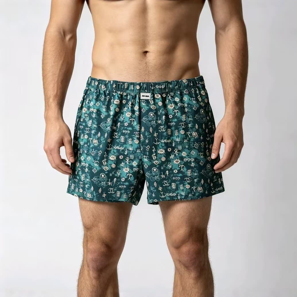 Men's pure cotton Arrow pants printed loose breathable home shorts summer home pajama pants boxer briefs