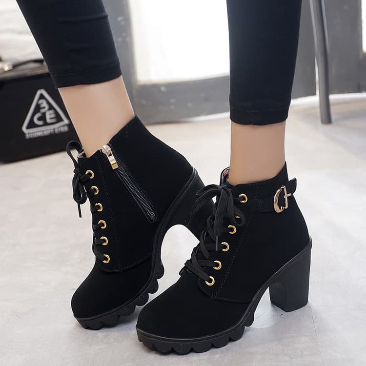 2024 New European and American Export Direct Sales Martin Boots Women's Short Boots Chunky Heel Short Boots High Heel Bare Boots Women's Boots Drop Shipping