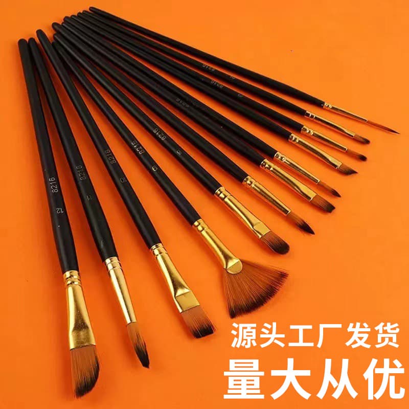 12 pieces of nylon gouache watercolor oil paint brush set for art students student brushes acrylic paint art wolf brush