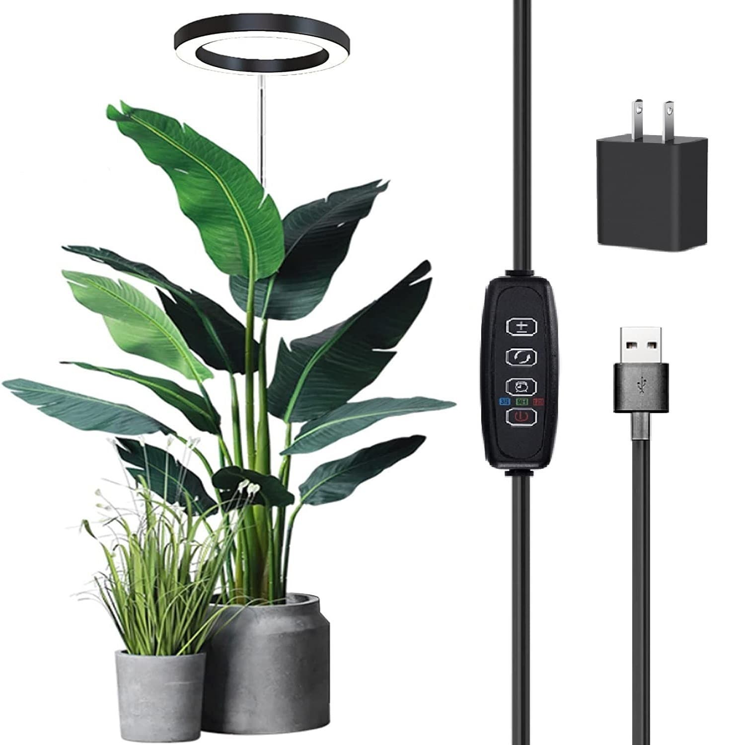 New Plant Growth Lamp Usb Floor Plug Full Spectrum Sunlight Timer Large Potted Plant Supplement Light Lamp Decorative Lighting