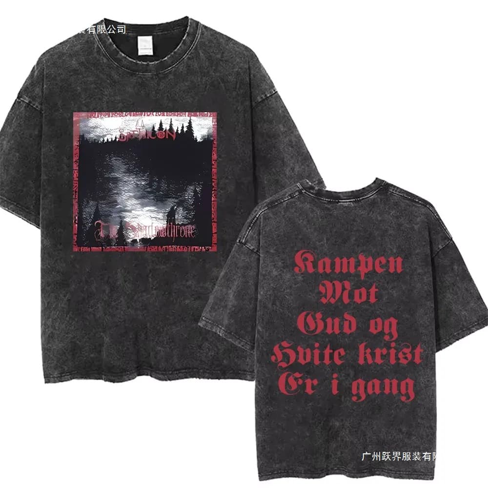 Washed Vintage Satyricon Dark Throne Graphic T-Shirt Mayhem T-Shirt Dark Throne T-Shirt Men Women