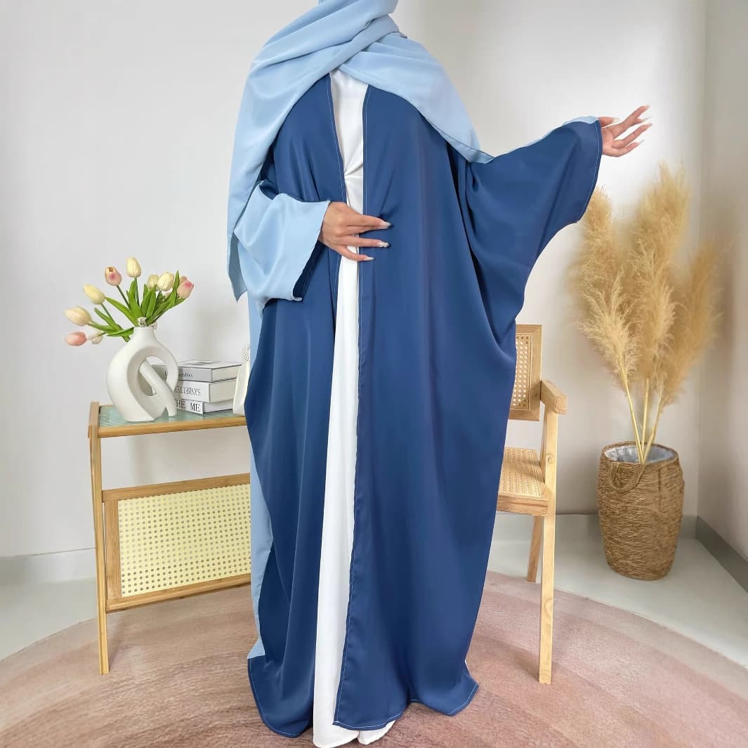 Cross-border Trade Women's Modest Clothing Color-block Coat Dress Long Skirt Robe