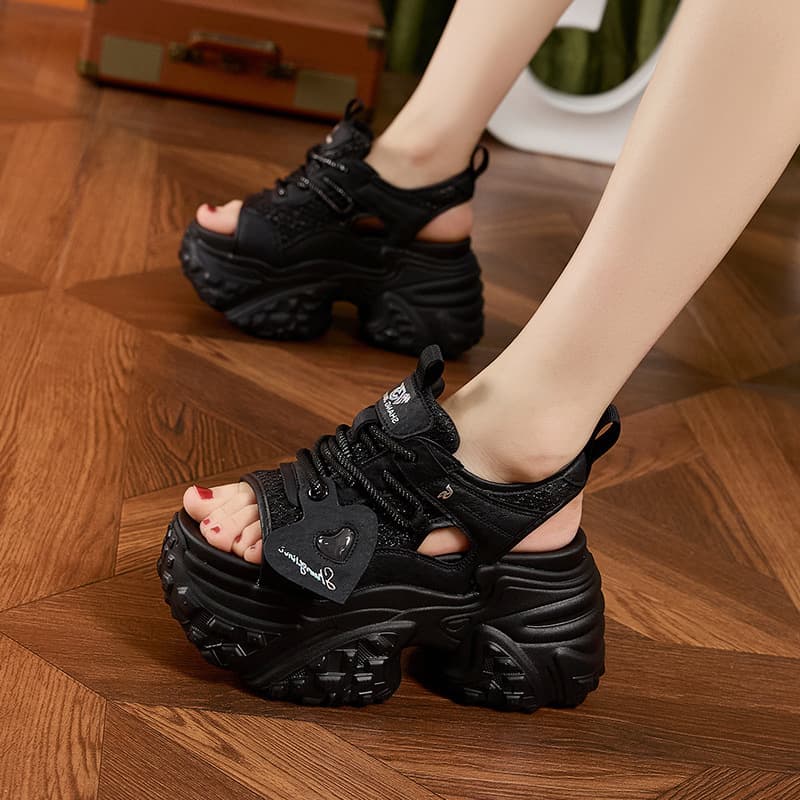 2026 Summer New Rhinestone Fashion Height-Increasing Women's Shoes Versatile Casual Thick-Soled Sandals for Women
