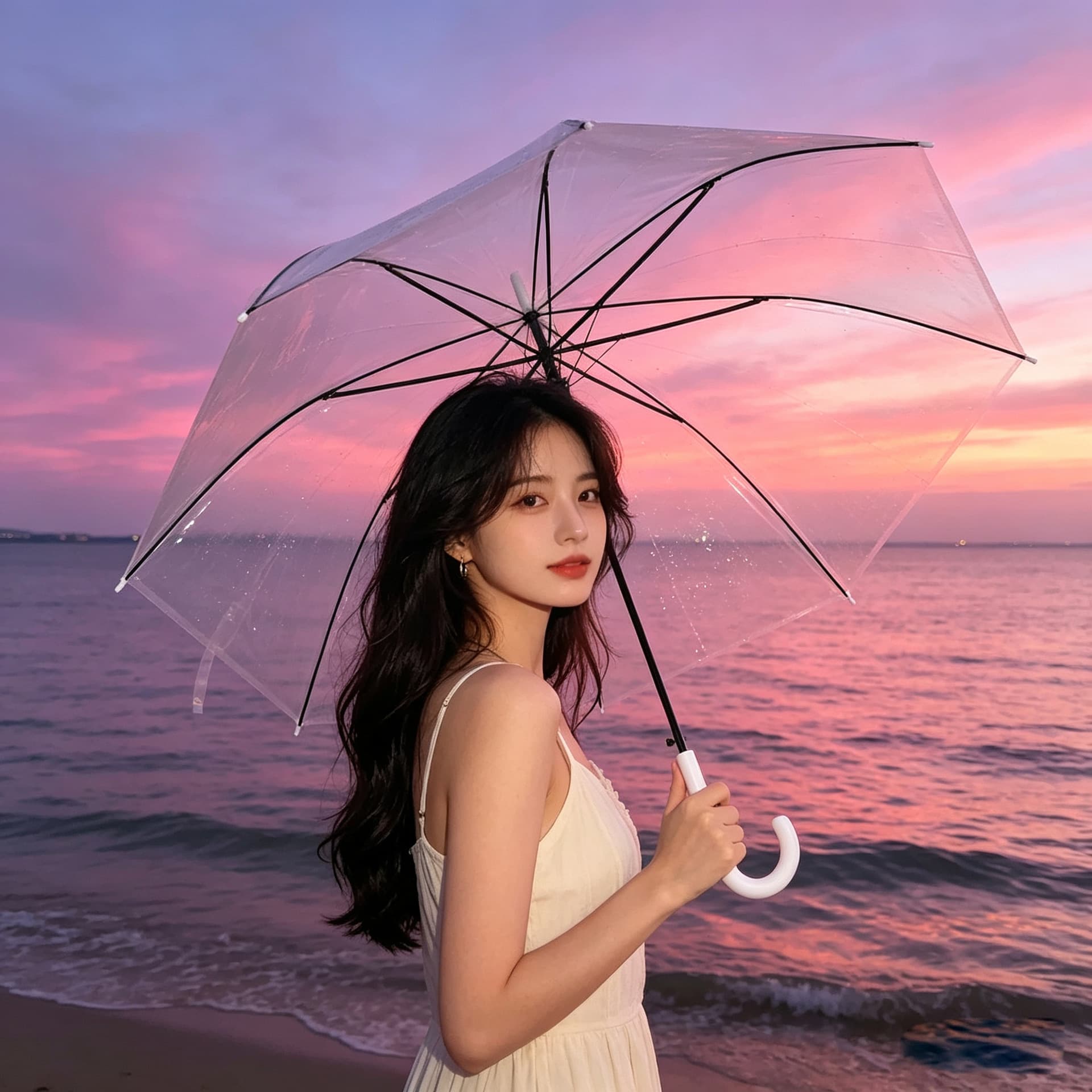 8-Rib Transparent Umbrella 16-Rib Frosted Long-Handle Umbrella Advertising Gift Printed Umbrella Adult Child Dual-Use Compact Umbrella