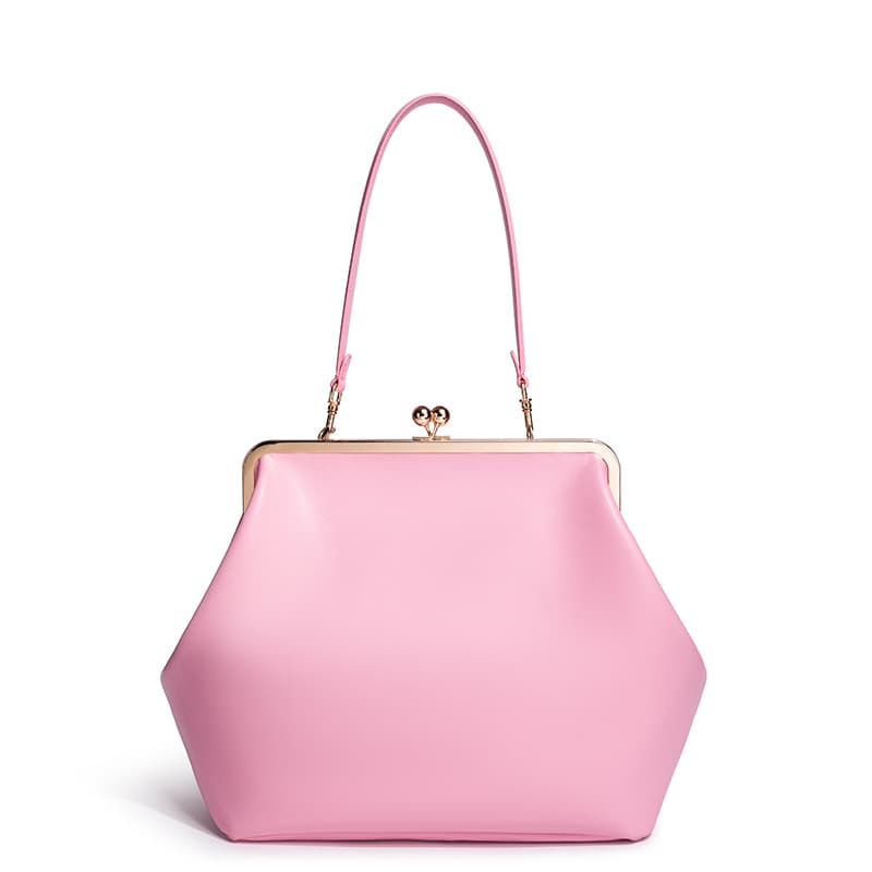 In stock Amazon 2026 spring and summer new retro kiss lock bag top handle handbag kiss buckle shoulder bag