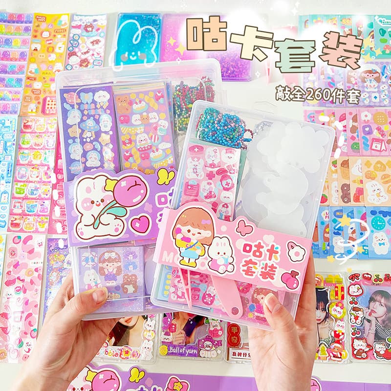 Creative Card Sticker Set for Kids, Girls' Scrapbook Stickers, Complete DIY Material Pack