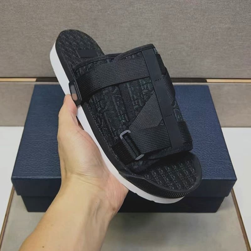Men's Cross Strap Sandals Summer Outdoor D-Letter Jacquard Denim Flip Flops Export Cross-Border Casual Slippers
