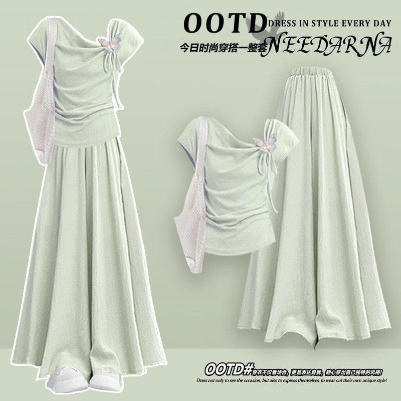 2025 Summer Bestseller Two-Piece Set Pure Summer Outfit Dopamine Style Gorgeous Korean Chic Mini Skirt Set