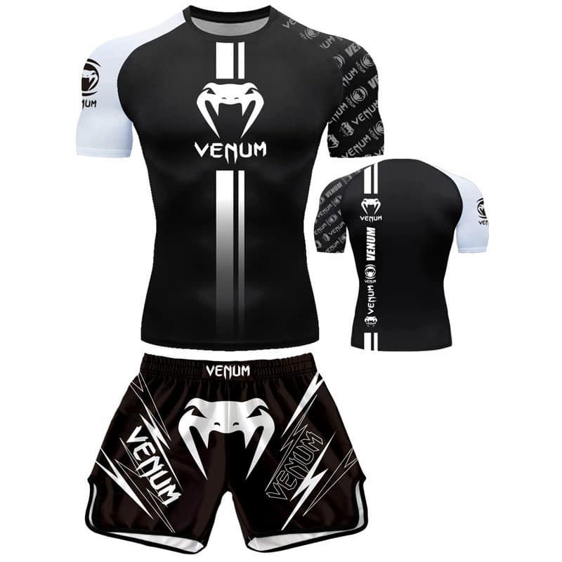 Summer Men's Venom Series Printed Sanda Training Suit Quick-Dry Fighting Boxing Fitness Short Set
