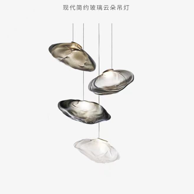 Staircase chandelier Nordic art creative duplex floor long chandelier villa hollow jump glass cloud chandelier