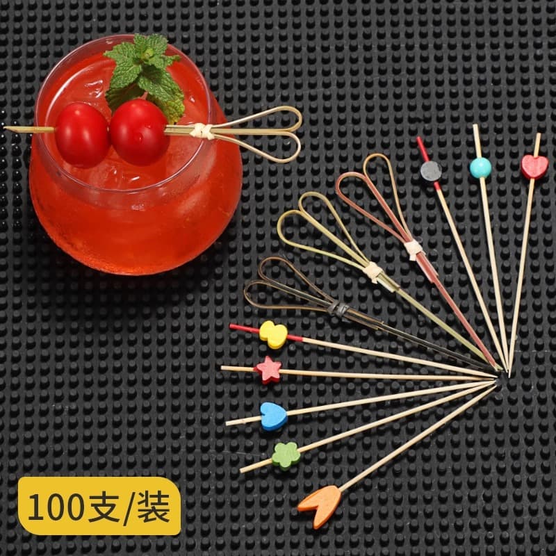 Creative Heart-Shaped Bamboo Cocktail Picks - Olive & Fruit Skewers (Default Option)