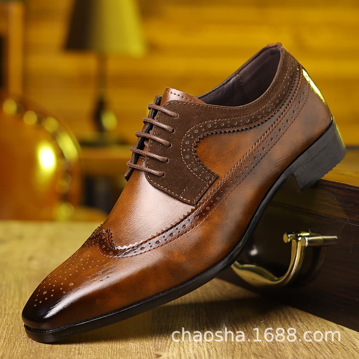 Men's Business Casual Shoes Gentleman Style Low Top PU Leather Office Work Shoes Comfortable Breathable Lightweight
