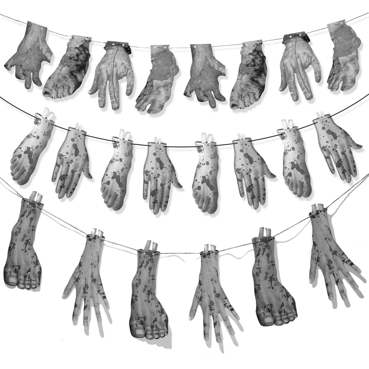 Halloween Horror Haunted House Bar Prank Props Rotten Broken Hands and Feet Pull Flowers Eyeballs Skull String Pull Flags Wholesale