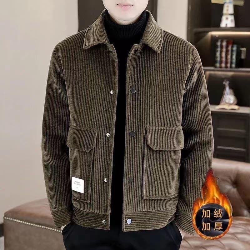 2023 autumn and winter new casual jacket men's trendy lapel warm thickened corduroy jacket coat youth jacket