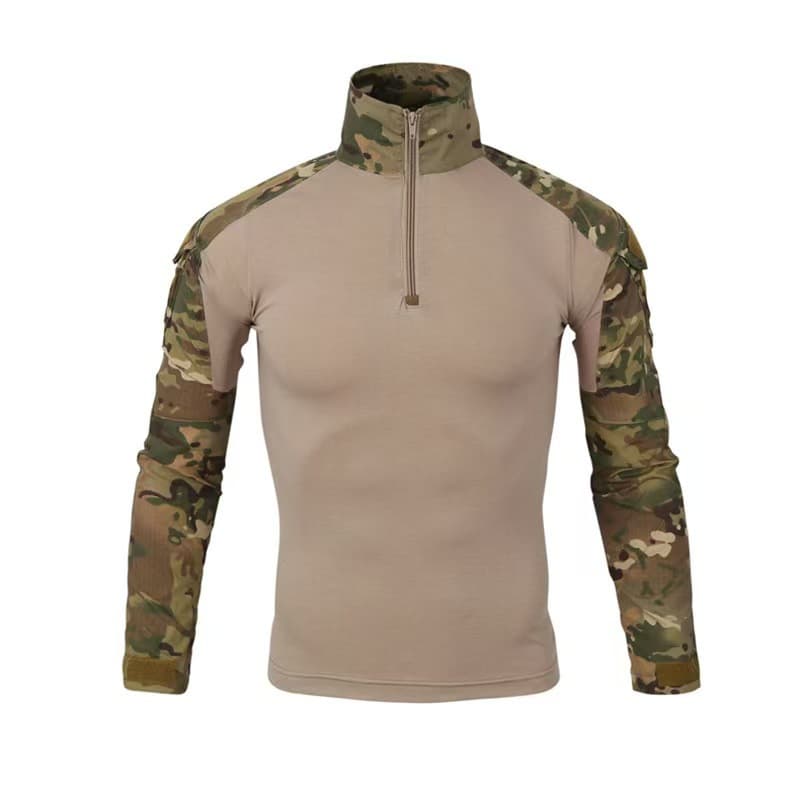 Cross-border Frog Camouflage Summer Long Sleeve T-Shirt Stand Collar Sportswear Outdoor Casual Tactical Shirt
