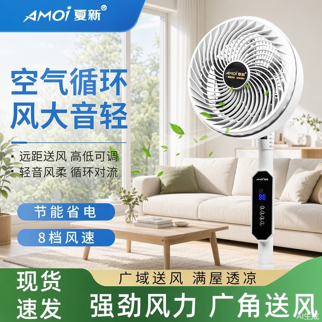 New air circulation fan household floor fan silent remote control fan large wind vortex convection electric fan wholesale