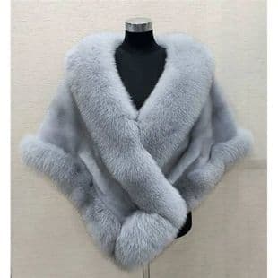 2026 Winter New Faux Mink Fox Fur Faux Fur Cape for Women, Faux Fur Coat Plus Size Evening Cape