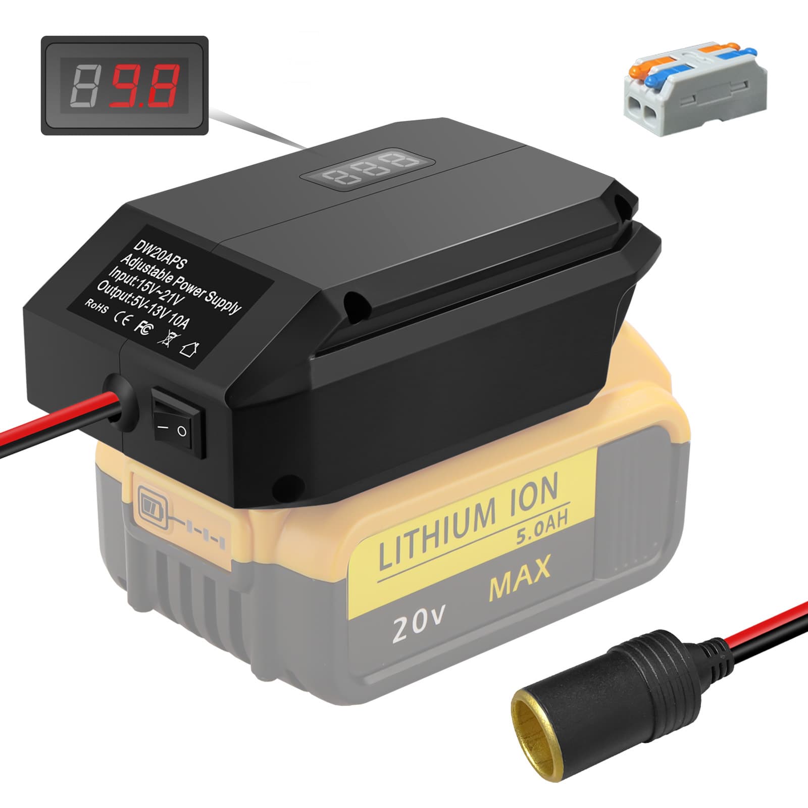 Power Adapter for Tool Battery Regulator, Electrical Output Step-Down Power Converter 5-13V