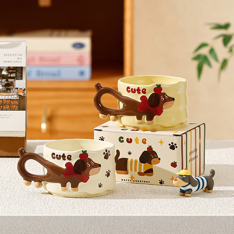 Cute Dachshund Ceramic Mug Animal Mug Birthday Gift Home Drinking Cup Coffee Cup Creative Cup