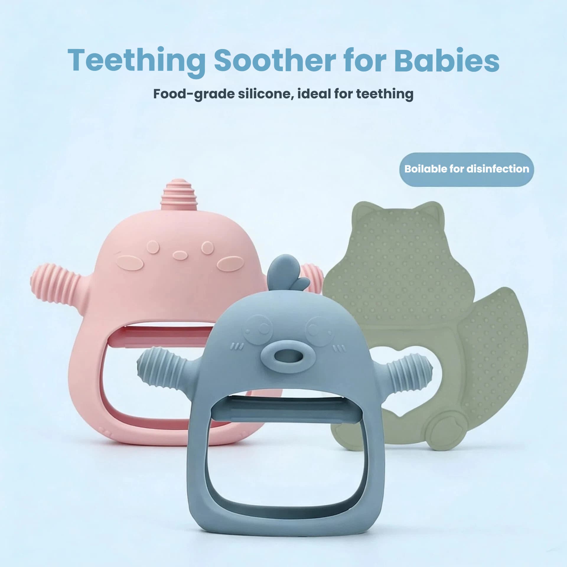 Cross-border New Teether Baby Food-Grade Little Duck, Baby Teething Chewing Soothing Anti-Finger Sucking Silicone Teether