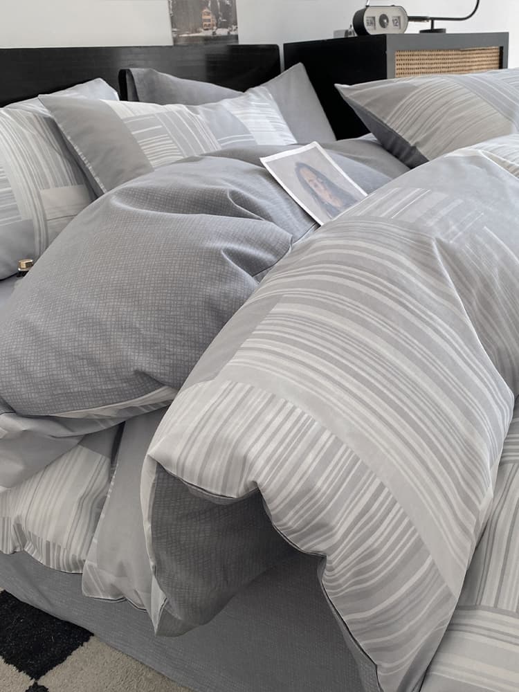 Simple Nordic Style 100% Cotton Bedding Set 4-Piece, Pure Cotton Duvet Cover, Single Dormitory 3-Piece, Men's Bedding 4