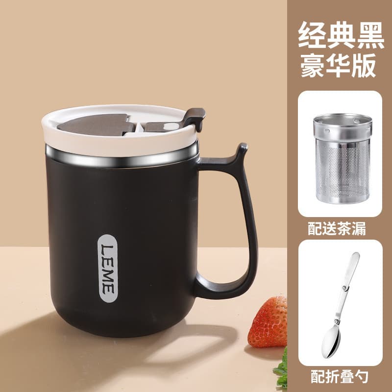 Cross-border Hot-selling 304 Stainless Steel Coffee Cup Office Mug with Lid Insulated Drop-resistant Gift Water Cup Logo