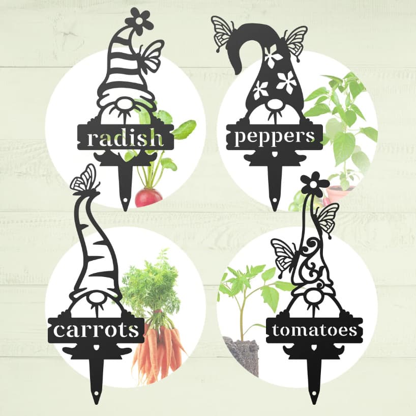 Garden Gnome Plant Markers for Indoor Outdoor Herb Garden Stakes Fruit Vegetable Seed Plant Labels