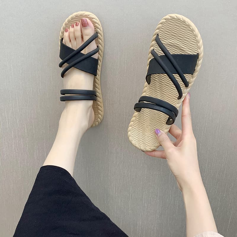 2021 New Summer Outdoor Wear Roman Style Sandals for Women Korean Ins Home Beach Fashion Two-Wear Women Slippers