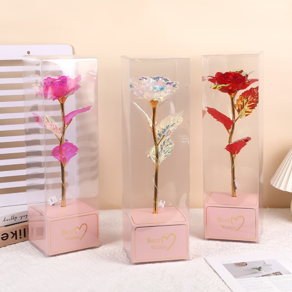 Extra Large Three-Level Adjustable Light Modes Colorful Gold Foil Rose Flower Mother's Day Valentine's Day Gift