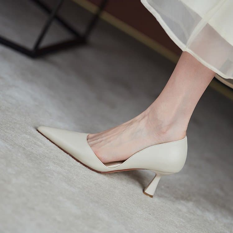 High Heels Thin Heel 6cm White Small Heel Sandals for Women 2026 Summer New Shallow Mouth Pointed Toe Hollow Casual Shoes Black