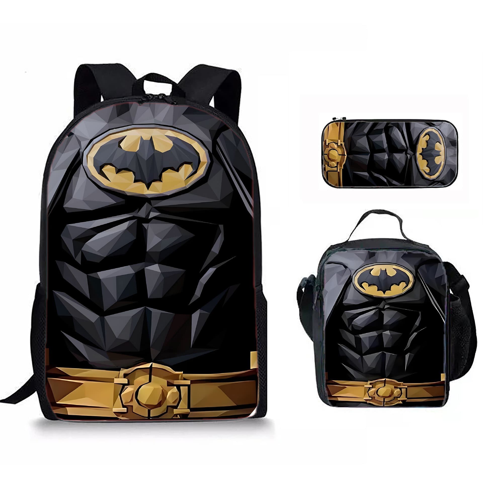 Cross-border Spider Print Primary and Secondary School Backpack Three-piece Set Children's Backpack School Bag Meal Bag Pencil Bag Lightweight