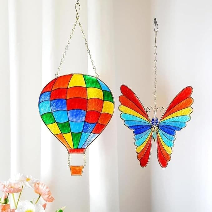 Cross-border new colorful hot air balloon acrylic pendant Valentine's Day garden decoration pendant
