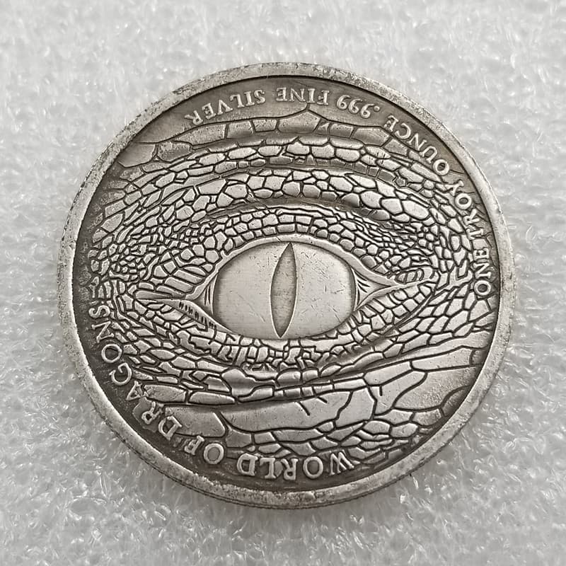 Antique crafts wanderer coin eyes brass silver plated material H4631