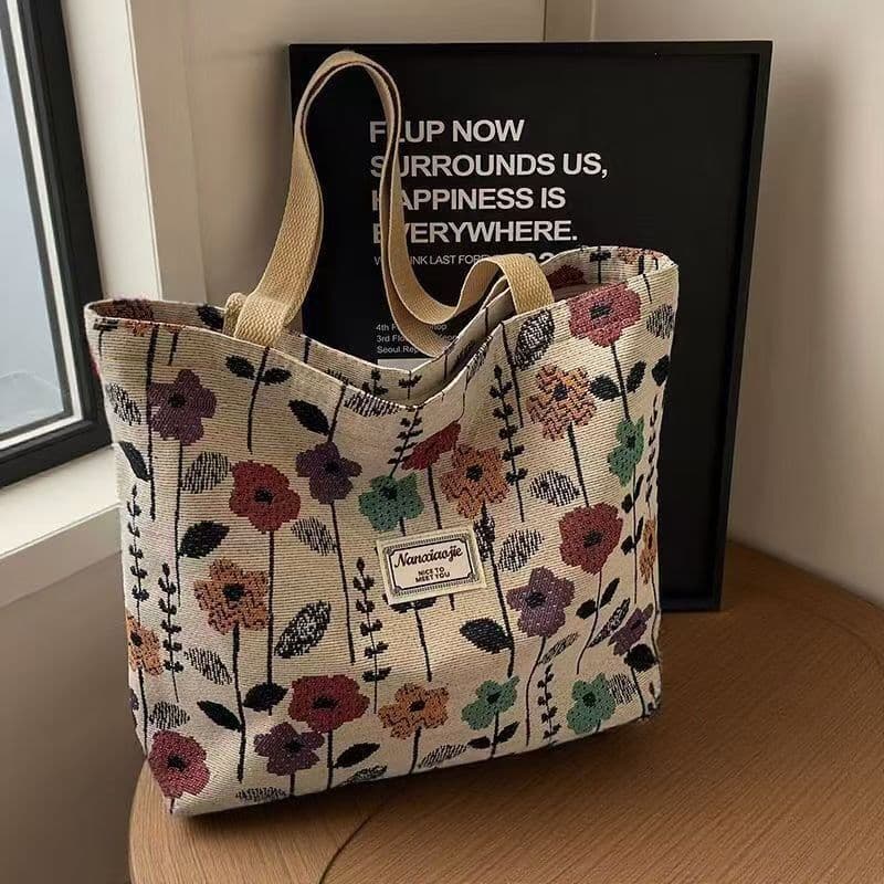 Large-Capacity Niche Shoulder Bag for Women 2025 New Ins Canvas Bag Tote Class Handbag Commuter Tote Bag