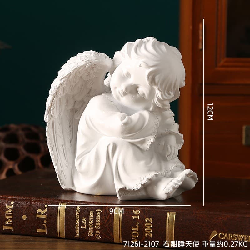 European Vintage Angel Figurine American Resin Plaster Statue Sculpture Little Angel Girl Tabletop Decoration Prop