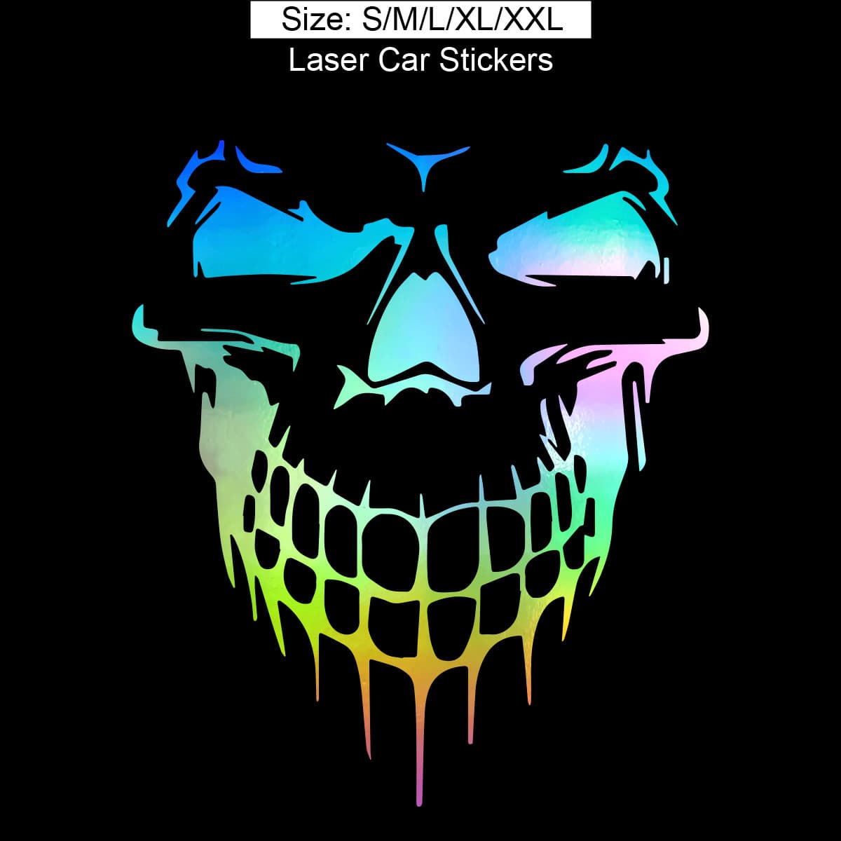 Cross-border foreign trade skull laser car stickers hood car stickers side door reflective car paper body