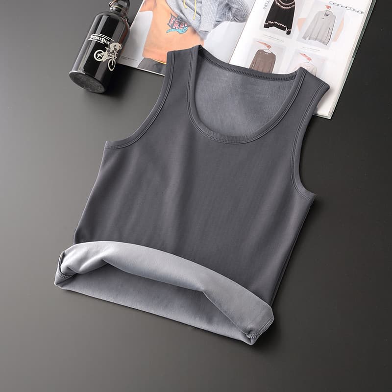 Fleece-Lined Thickened Warm Vest for Men, Slim Fit Autumn and Winter Sleeveless T-Shirt Waistcoat Tight Base Layer Vest 95533