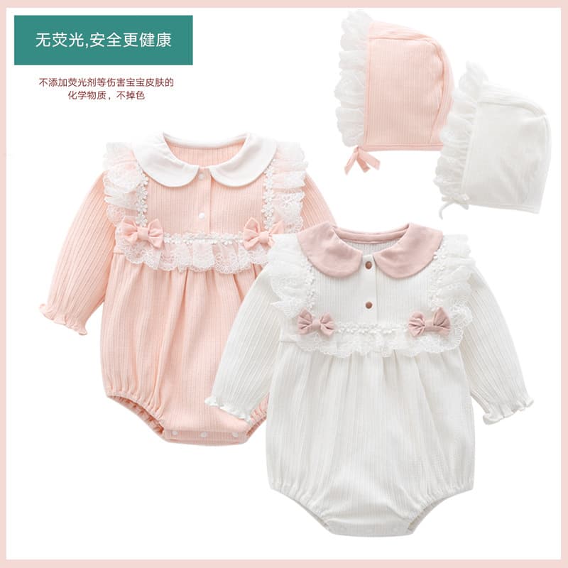 Girls' Spring/Autumn Korean Style Sweet Baby Romper Long Sleeve Princess Style Onesie Infant Clothing Outfits