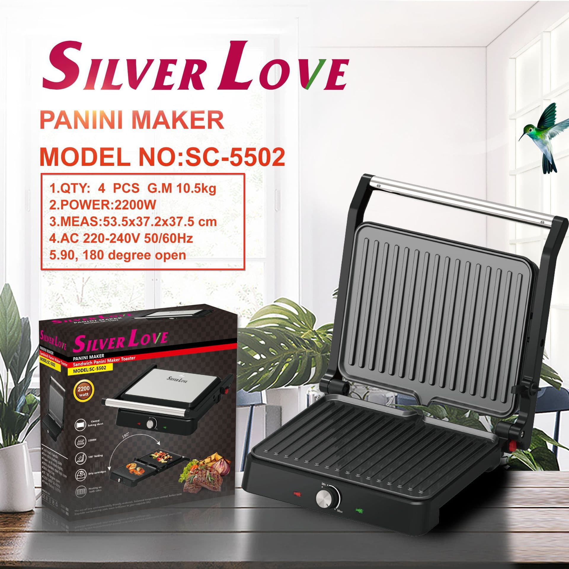 Export-Grade Steak Grill & BBQ Machine: Portable Non-Stick Electric Grill with Double-Sided Breakfast Maker, 1000W