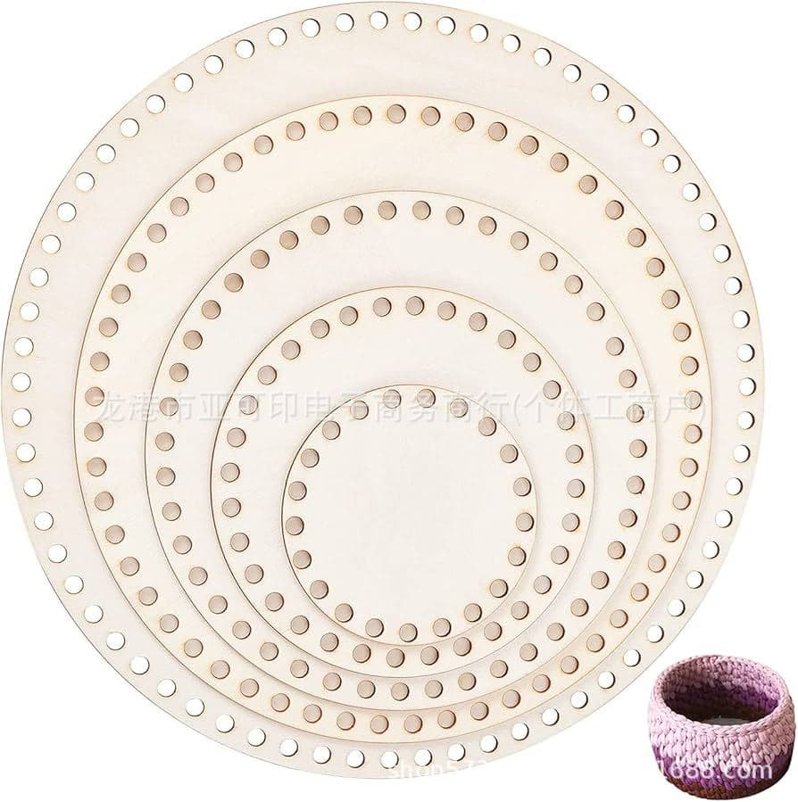 Wooden Bottom Crochet Basket Round Blank Crochet Basket Wood Base for DIY Basket Weaving Crochet Supplies Cross-Border