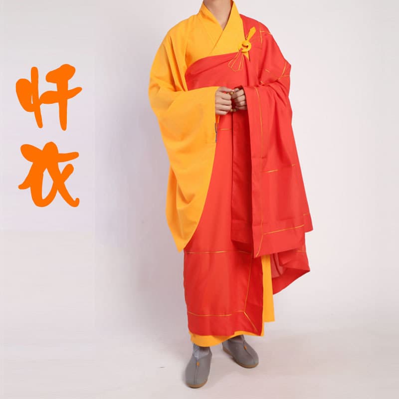 Kasaya Monk Robe with Gold Trim, Repentance Robe, Red Monk Clothing for Men and Women, Five-Panel Robe, Tang Monk Robe, Patriarch Robe