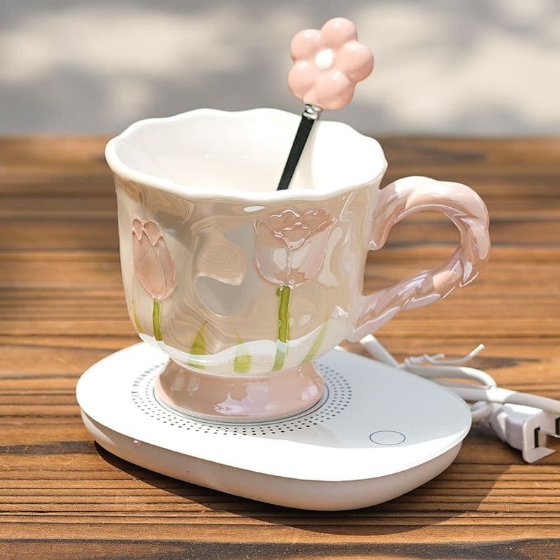 A stylish and uniquely designed constant temperature ceramic mug, a cute and warming cup, perfect as a birthday gift or souvenir for girls.