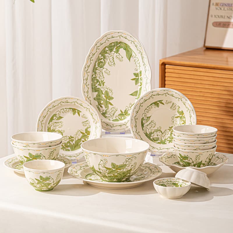 Household Underglaze Ceramic Bowl and Plate Set High Appearance Housewarming Gift Chunlingyu New Style Plate Soup Bowl