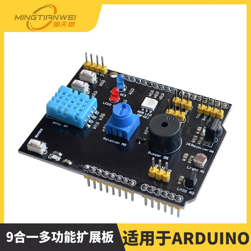 9-in-1 Multi-Function Expansion Board DHT11 Temperature and Humidity LM35 Temperature Buzzer Compatible with R3