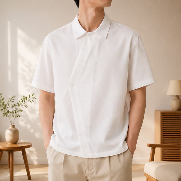 High-end cool textured short-sleeved shirt for men, summer trendy brand, commuting, simple workwear, casual shirt, trendy dropshipping