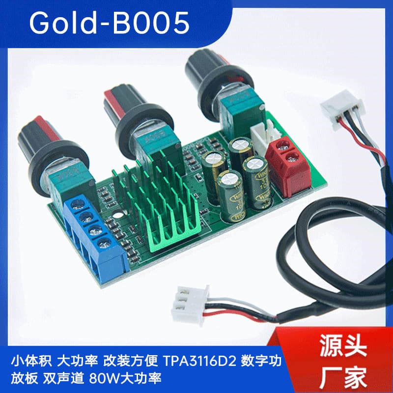 Gold-B005 Digital Amplifier Board 2.0 Audio Dual Channel 80W High Power TPA3116D2