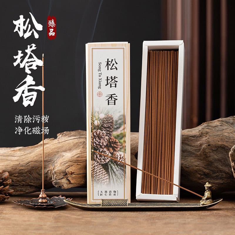 400 Pine Cone Incense Sticks, Ancient Method Purification, Fresh Scent, Long-Lasting Home Use, Black Wealth Incense, Pomelo Leaf Fragrance